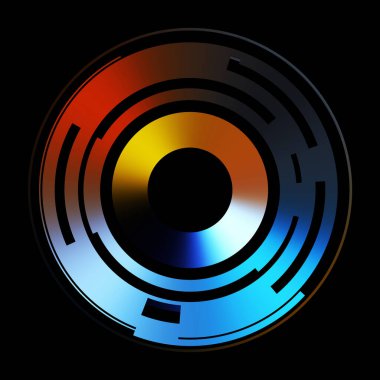 Gelecekçi hud arayüzü elementi. Soyut geometrik arkaplan. Dijital teknolojinin grafiksel çizimi siyah arkaplanda izole edildi..