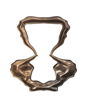 Üç boyutlu metalik illüstrasyon. Beyaz arka planda izole edilmiş fantezi çerçevesi. Davetiyeler, posterler, menü, hatıra defteri ve sunum için mükemmel. Metnin için şablon.