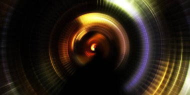 Parlayan neon ışıkları. Parlak sunum tasarım şablonu. Fotoğraf makinesi konsepti. Soyut arkaplan. Dönen ışık ışınları. Hareketli kavramsal duvar kağıdı. Grafik dijital illüstrasyon. 