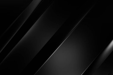 Geometrik katmanlı 3 boyutlu siyah arkaplan. Soyut koyu fütüristik duvar kağıdı. Zarif, parlak çizgili arka plan. Poster, broşür, sunum ve web sitesi için geometrik şablon tasarımı.