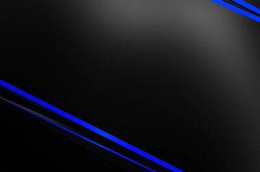 Metin için kopyalama alanı olan soyut siyah paneller. Üç boyutlu illüstrasyon. Renkli ışık özellikli koyu renk tasarım şablonu. Zarif geometrik parlak çizgili arka plan. Minimalist geometrik kapak grafiği.