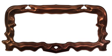 Üç boyutlu metalik illüstrasyon. Beyaz arka planda izole edilmiş fantezi çerçevesi. Davetiyeler, posterler, menü, hatıra defteri ve sunum için mükemmel. Metnin için şablon.