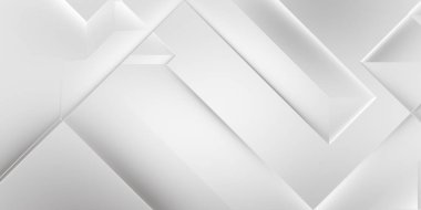 Beyaz 3d geometrik arka plan. Karanlık elementleri olan birinci sınıf soyut duvar kâğıdı. Poster, broşür, sunum ve web sitesi için özel tasarım. Moda lüks minimalist tasarım. Geometrik şablon. 