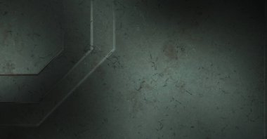 Çukur SciFi panelleri duvar. Üç boyutlu illüstrasyon. Gelecekçi kavramsal tasarım arka planı. Uzay gemisi desenli duvar kağıdı. Fırçalanmış teknoloji desen yüzeyi. 