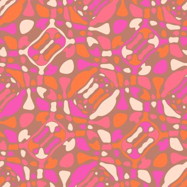 Yaratıcı karalama sanatı farklı şekil ve dokulara sahip kusursuz desen. Kolaj. Sanatsal arka plan. Soyut duvar kağıdı. Dekoratif hippi fayansları.