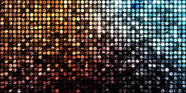 Parlayan ışıklar siyah arka planda parti izleri. Sahne veya stadyum ışıklarının dijital illüstrasyonu. Parlak desenli duvar kağıdı. Sahne ışıkları ile renkli ışıkların ihtişamlı arkaplanı.