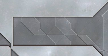 Katmanlı paneller. Fütürist soyut duvar kağıdı. Geometrik teknolojik yansıtıcı arka plan 3D metalik doku. Uzay gemisi desen yüzeyi.