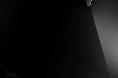 Lüks minimalist tasarım. Fütürist şablon. Karanlık elementleri olan birinci sınıf soyut duvar kâğıdı. Zarif bir zemin. Siyah üç boyutlu geometrik arkaplan. Poster, broşür, sunum için tasarım.