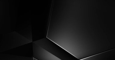 Lüks minimalist tasarım. Fütürist şablon. Karanlık elementleri olan birinci sınıf soyut duvar kâğıdı. Zarif bir zemin. Siyah üç boyutlu geometrik arkaplan. Poster, broşür, sunum için tasarım.