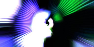 Hareketli kavramsal duvar kağıdı. Grafik dijital illüstrasyon. Parlayan neon ışıkları. Parlak sunum tasarım şablonu. Soyut arkaplan. Dönen ışık ışınları. 