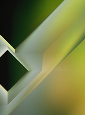 Geometrik dinamik şekiller. Gölgeli teknoloji dijital şablonu ve gradyan arka planda ışıklar. Modern basit geometrik renk gradyanı soyut arkaplan. 3B illüstrasyon. 