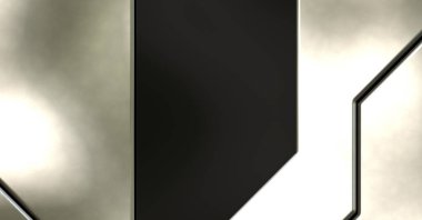 Üç boyutlu metalik doku. Uzay gemisi desenli yüzey. Aydınlık ve karanlık paneller. Fütürist soyut duvar kağıdı. Geometrik teknolojik yansıtıcı arkaplan.