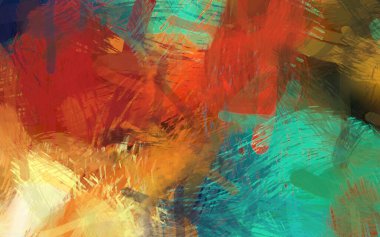 Soyut arkaplanda pürüzlü fırça darbeleri. Fırça boyası. Renkli boya darbeleri. Eşsiz duvar sanatı. Tuvaldeki modern sanat. Renkli çağdaş sanat eserleri.