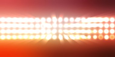 Parlak desenli duvar kağıdı. Sahne ışıkları olan renkli ışıkların ihtişamlı arkaplanı. Parlayan ışıklar siyah arka planda parti izleri. Sahne veya stadyum ışıklarının dijital illüstrasyonu. 