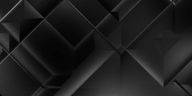 Siyah üç boyutlu geometrik arkaplan. Moda lüks minimalist tasarım. Geometrik şablon. Karanlık elementleri olan birinci sınıf soyut duvar kâğıdı. Poster, broşür, sunum, web sitesi için özel tasarım.