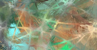 Soyut arkaplanda pürüzlü fırça darbeleri. Fırça boyası. Renkli boya darbeleri. Eşsiz duvar sanatı. Tuvaldeki modern sanat. Renkli çağdaş sanat eserleri.