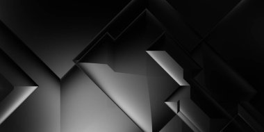 Siyah üç boyutlu geometrik arkaplan. Moda lüks minimalist tasarım. Geometrik şablon. Karanlık elementleri olan birinci sınıf soyut duvar kâğıdı. Poster, broşür, sunum, web sitesi için özel tasarım.