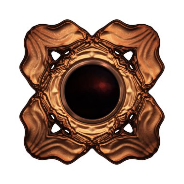 Beyaz arka planda izole bir mücevher. Mücevherli bir fantezi mücevherin 3 boyutlu görüntüsü. Masal elementi. Lüks grafik duvar kağıdı.