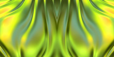 Renkli dalgalı yansıtıcı duvar kağıdının üç boyutlu çizimi. Duvar kağıdı, afiş, arkaplan, kart, kitap kapağı veya web sitesi için grafiksel illüstrasyon. Soyut parlak arkaplan.