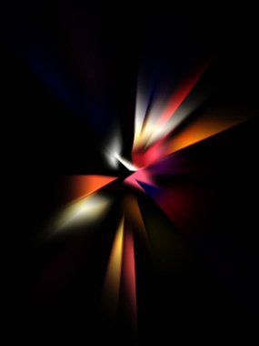 Parlayan ışıkları hareket ettirmenin havalı arka planı. Tasarımınız için canlı renkli bir portal şablonu. Işık ışınları ve hareket halindeki ışıldayan parçacıklar bir solucan deliği şekli oluşturuyor..