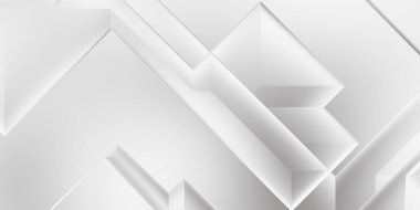 Beyaz 3d geometrik arka plan. Karanlık elementleri olan birinci sınıf soyut duvar kâğıdı. Poster, broşür, sunum ve web sitesi için özel tasarım. Moda lüks minimalist tasarım. Geometrik şablon. 