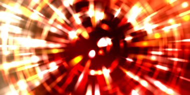 Parlayan ışıkları hareket ettirmenin havalı arka planı. Tasarımınız için canlı renkli bir portal şablonu. Işık ışınları ve hareket halindeki ışıldayan parçacıklar bir solucan deliği şekli oluşturuyor..