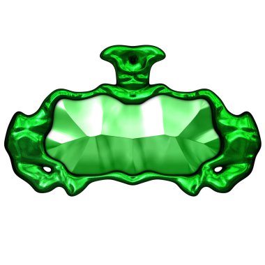 Beyaz arka planda izole bir mücevher. Mücevherli bir fantezi mücevherin 3 boyutlu görüntüsü. Masal elementi. Lüks grafik duvar kağıdı.