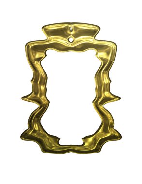 Üç boyutlu metalik illüstrasyon. Beyaz arka planda izole edilmiş fantezi çerçevesi. Davetiyeler, posterler, menü, hatıra defteri ve sunum için mükemmel. Metnin için şablon.