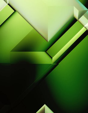 Geometrik dinamik şekiller. Gölgeli teknoloji dijital şablonu ve gradyan arka planda ışıklar. Modern basit geometrik renk gradyanı soyut arkaplan. 3B illüstrasyon. 