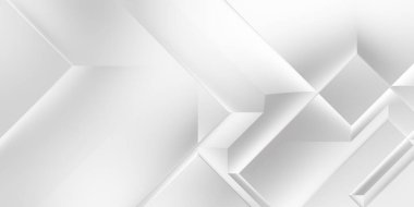 Beyaz 3d geometrik arka plan. Karanlık elementleri olan birinci sınıf soyut duvar kâğıdı. Poster, broşür, sunum ve web sitesi için özel tasarım. Moda lüks minimalist tasarım. Geometrik şablon. 