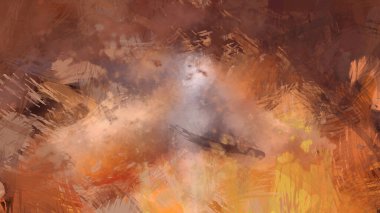 Soyut arkaplanda pürüzlü fırça darbeleri. Fırça boyası. Renkli boya darbeleri. Eşsiz duvar sanatı. Tuvaldeki modern sanat. Renkli çağdaş sanat eserleri.