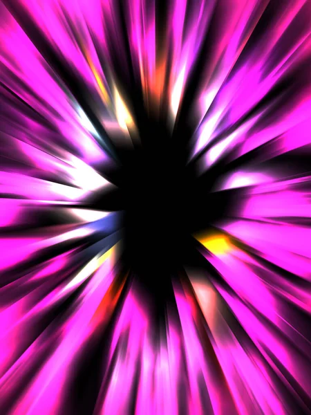 Dynamische Lichtstralen Geïsoleerd Zwarte Achtergrond Grafische Illustratie Van Gloeiende Kleurrijke — Stockfoto