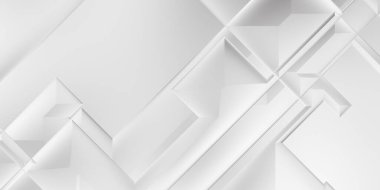 Beyaz 3d geometrik arka plan. Karanlık elementleri olan birinci sınıf soyut duvar kâğıdı. Poster, broşür, sunum ve web sitesi için özel tasarım. Moda lüks minimalist tasarım. Geometrik şablon. 