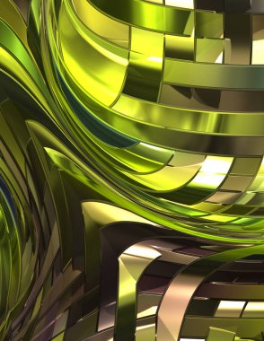 Metalik panel dokusunun 3 boyutlu çizimi. Renkli, parlak, soyut duvar kağıdı. Geometrik teknolojik parlak yansıtıcı arka plan. Yaratıcı parlak kavramsal arkaplan.