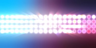 Parlak desenli duvar kağıdı. Sahne ışıkları olan renkli ışıkların ihtişamlı arkaplanı. Parlayan ışıklar siyah arka planda parti izleri. Sahne veya stadyum ışıklarının dijital illüstrasyonu. 