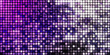 Parlayan ışıklar siyah arka planda parti izleri. Sahne veya stadyum ışıklarının dijital illüstrasyonu. Parlak desenli duvar kağıdı. Sahne ışıkları ile renkli ışıkların ihtişamlı arkaplanı.