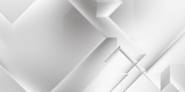 Beyaz 3d geometrik arka plan. Karanlık elementleri olan birinci sınıf soyut duvar kâğıdı. Poster, broşür, sunum ve web sitesi için özel tasarım. Moda lüks minimalist tasarım. Geometrik şablon. 