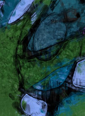 Tuval üzerinde etkileyici fırçalanmış resim. Kaotik resim. Taranmış Boyalı Soyut Arkaplan. Fırça darbesi ile boyanmış. Kaos duvarı sanatı. Sanatsal canlılık ve renkli duvar kağıdı.