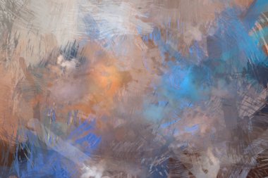 Soyut arkaplanda pürüzlü fırça darbeleri. Fırça boyası. Renkli boya darbeleri. Eşsiz duvar sanatı. Tuvaldeki modern sanat. Renkli çağdaş sanat eserleri.