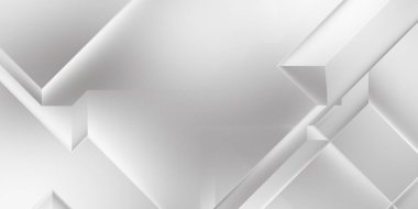 Beyaz 3d geometrik arka plan. Karanlık elementleri olan birinci sınıf soyut duvar kâğıdı. Poster, broşür, sunum ve web sitesi için özel tasarım. Moda lüks minimalist tasarım. Geometrik şablon. 