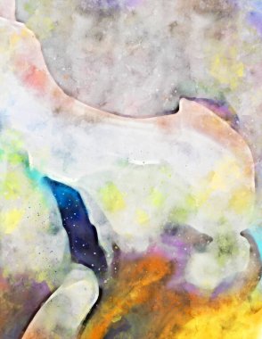 Kova desenli illüstrasyon. Çağdaş ve modern doku. Soyut renk boyama arka planı. Yaratıcı ve sanatsal duvar kağıdı. Fırçalanmış şekilleri ve lekeleri olan sanatsal duvar..