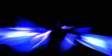 Güzel canlı renklerle enerji patlaması. Siyah arkaplanda izole edilmiş dinamik ışık ışınları. Parlayan renkli ışık parçacıklarının grafiksel 2D çizimi. Parlak tasarım şablonu.