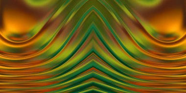 Renkli dalgalı yansıtıcı duvar kağıdının üç boyutlu çizimi. Duvar kağıdı, afiş, arkaplan, kart, kitap kapağı veya web sitesi için grafiksel illüstrasyon. Soyut parlak arkaplan.