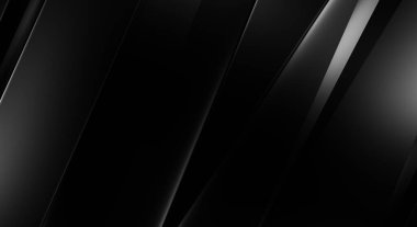 Geometrik katmanlı 3 boyutlu siyah arkaplan. Soyut koyu fütüristik duvar kağıdı. Zarif, parlak çizgili arka plan. Poster, broşür, sunum ve web sitesi için geometrik şablon tasarımı.