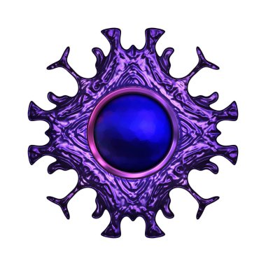 Beyaz arka planda izole bir mücevher. Mücevherli bir fantezi mücevherin 3 boyutlu görüntüsü. Masal elementi. Lüks grafik duvar kağıdı.