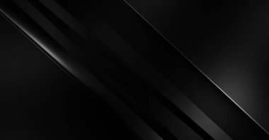Geometrik katmanlı 3 boyutlu siyah arkaplan. Soyut koyu fütüristik duvar kağıdı. Zarif, parlak çizgili arka plan. Poster, broşür, sunum ve web sitesi için geometrik şablon tasarımı.