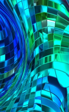 Metalik panel dokusunun 3 boyutlu çizimi. Renkli, parlak, soyut duvar kağıdı. Geometrik teknolojik parlak yansıtıcı arka plan. Yaratıcı parlak kavramsal arkaplan.