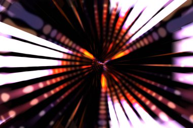 Siyah arkaplanda dönen ışık gösterisi. Lüks çizgiler. Parlak kıvrımlı duvar kağıdı. Uzay tüneli. Dönen ışık çemberi ya da maytap izi. Parlak konsept çizimi.