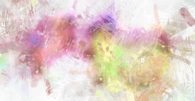Soyut arkaplanda pürüzlü fırça darbeleri. Fırça boyası. Renkli boya darbeleri. Eşsiz duvar sanatı. Tuvaldeki modern sanat. Renkli çağdaş sanat eserleri.