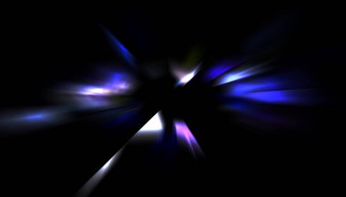 Parlayan ışıkları hareket ettirmenin havalı arka planı. Tasarımınız için canlı renkli bir portal şablonu. Işık ışınları ve hareket halindeki ışıldayan parçacıklar bir solucan deliği şekli oluşturuyor..